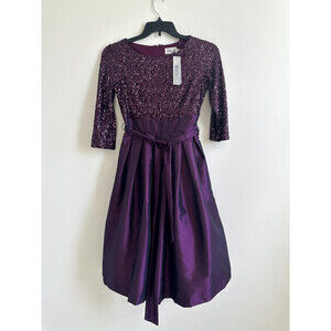 Eliza J women's Sequinned Lace A-Line Dress Purple $249 size 2